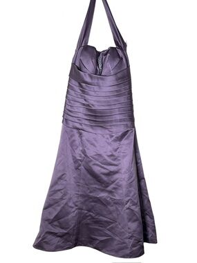 Alexia II Satin A-Line formal midi cocktail Dress in Deep Purple size 10 B124